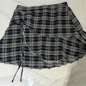 Parker Black and White Plaid Skater Skirt